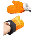 Extra Long Cotton Lining Heat Resistant BBQ Silicone Gloves